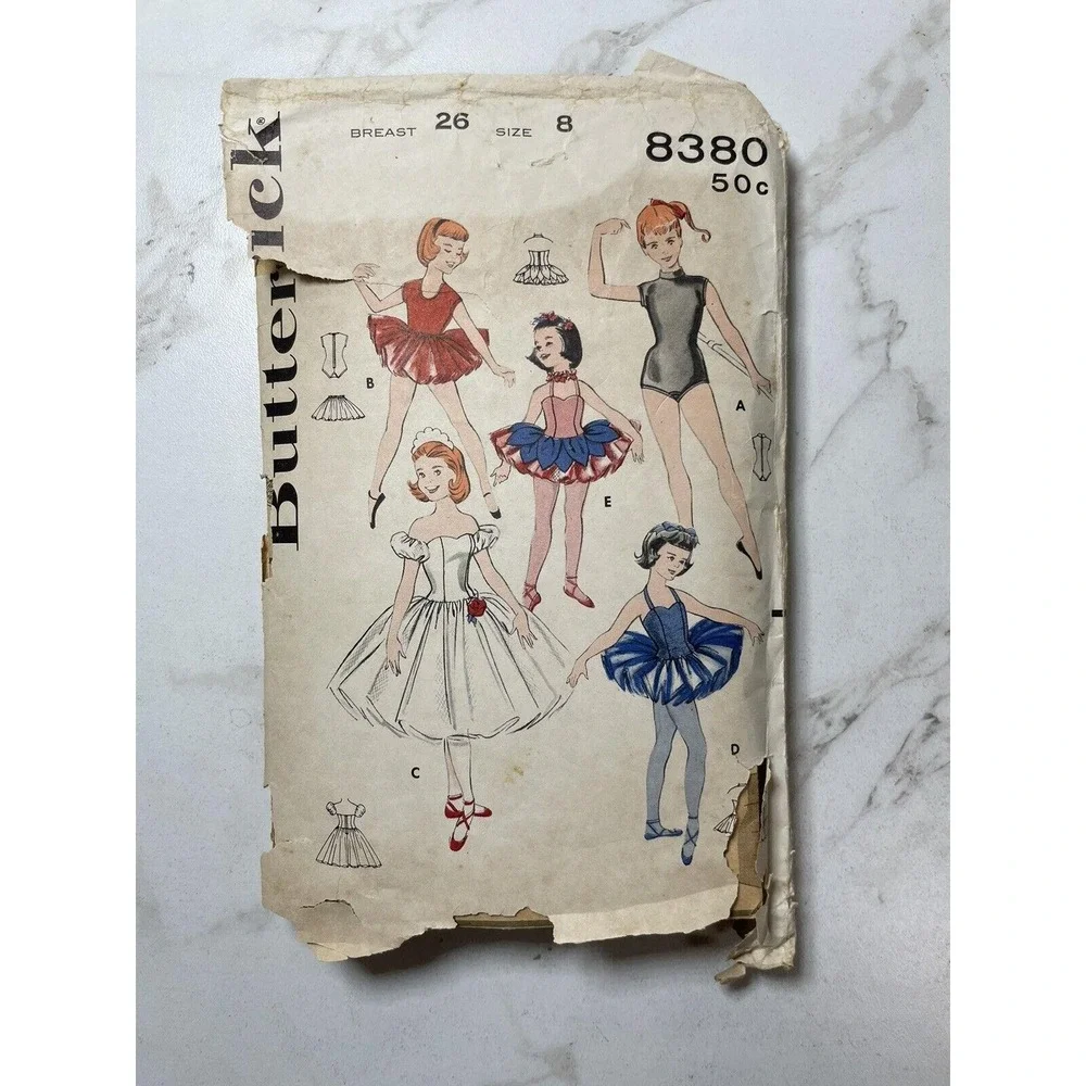 Vtg Butterick 8380 Sewing Pattern Girls Dancing Costumes Ballerina Sz 8